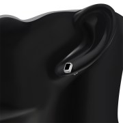 Black Onyx Rectangle Silver Stud Earrings, e374st